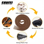 SunFei Custom Package Colorful Cotton Round Shoelaces Waterproof Material Premium Wax Skate Shoes Lace