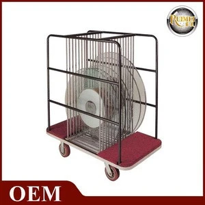 T-003 Hotel restaurant metal hand trolley for lazy susan