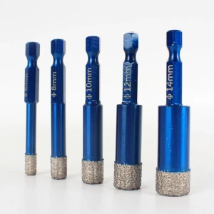 Tile diamond brazed drill core bits with 1/4 inch shank
