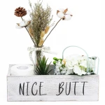 TIMEYARD Nice Butt Bathroom Decor Box - Toilet Paper Holder - Farmhouse Rustic Wood Crate Home Decor