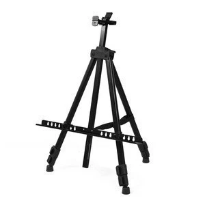 Trade Show Decorative Black Painting Portable Iron Display Art Easel With Stool