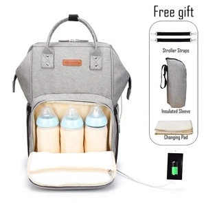 Travel nappy bags fashionable diaper bag backpack for mom with USB charging port