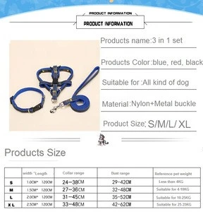 Trussu Adjustable Retractable Denim Nylon Pet Dog Collar Harness Leash