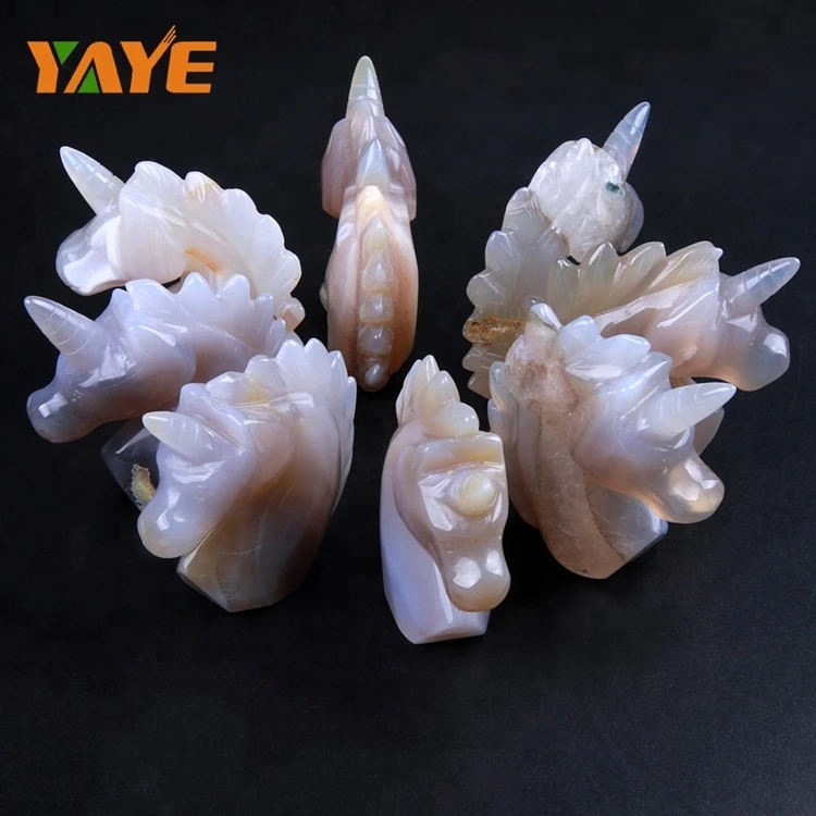 Unique crystal cluster unicorn semi precious gemstone carved stones crafts