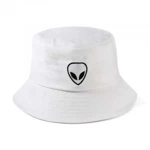 Unisex Embroidered Alien Foldable Bucket Hat Beach  Street Headwear Fisherman Outdoor Cap Men and Woman Hat