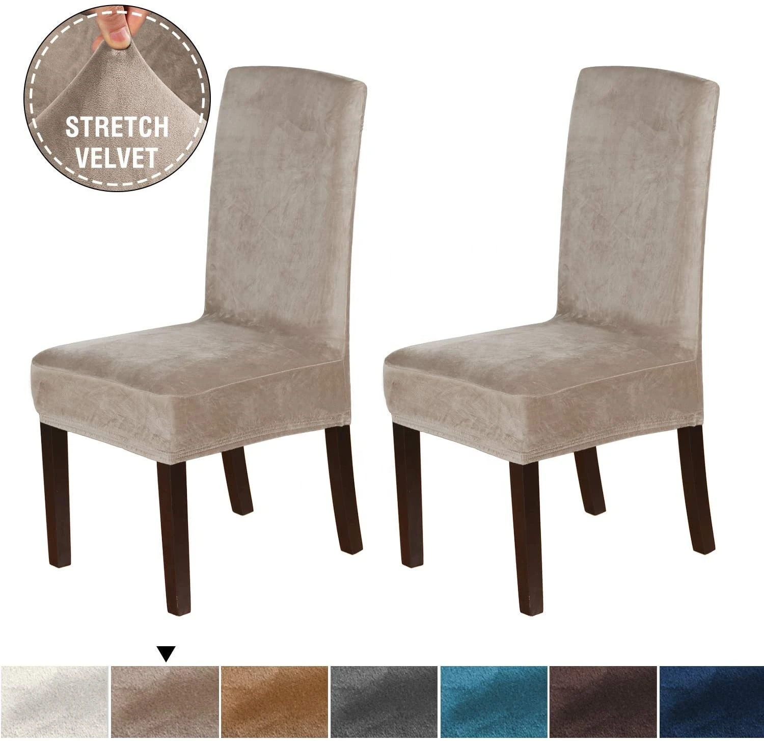 Velvet Stretch Chair Covers 2 Piece Luxury Velvet Chair Covers Dining High Spandex Chair Covers