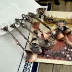 Vintage Coffee Spoon Forest Branch Leaves Cute Teaspoon Crystal Milk Spoon Ice-Cream Sugar Cake Spoon Kitchen Accessories