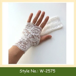 W-2575 Handmade Bridal Lacy fingerless gloves Wedding Lace Short Wrist Gloves