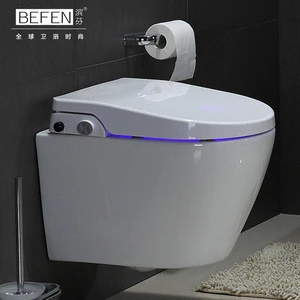water saving round P trap intelligent  hanging smart toilet conceal tank with bidet