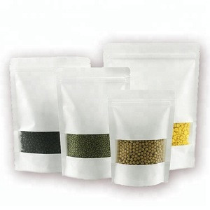 Buy White Doypack Stand Up Pouch Ziplock Kraft Paper Bags With Clear ...