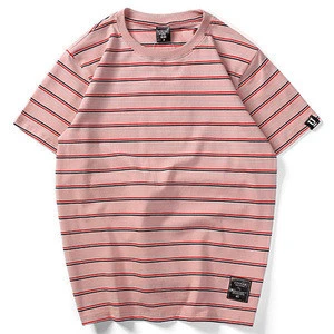 wholesale cotton unisex horizontal summer women men striped t shirt