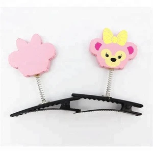 Wholesale creativity wood cartoon hair ornaments hair clip wooden spring hairpin for kids