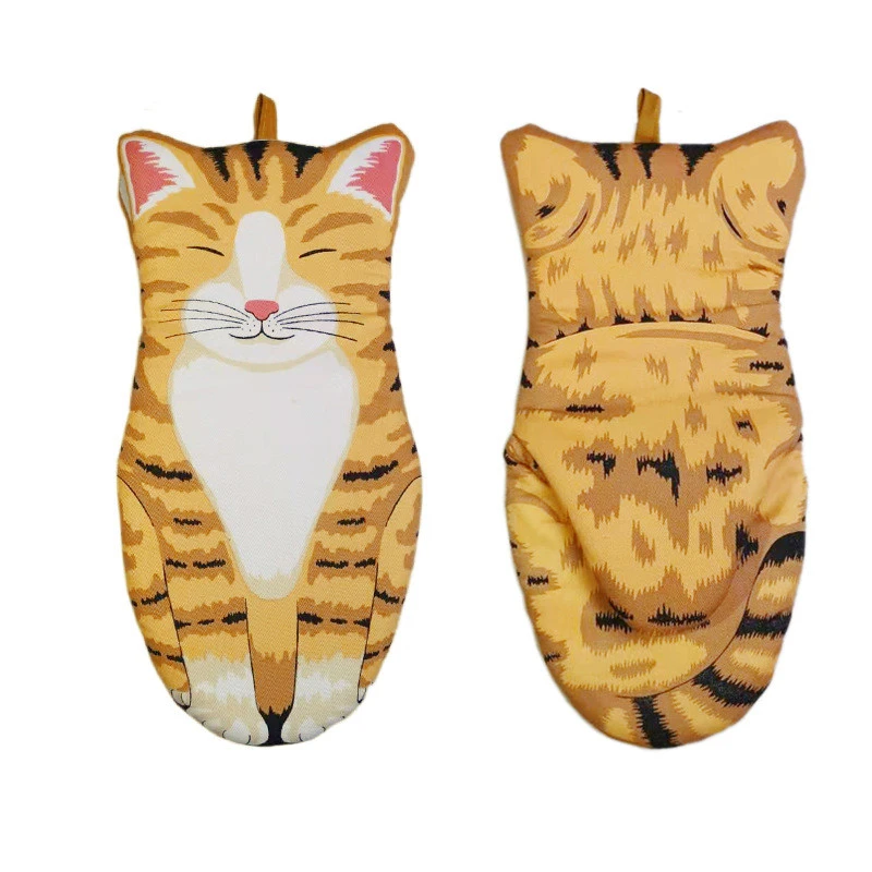 Wholesale funny cute cat oven glove baking insulation cotton oven mitt