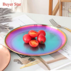 Wholesale Good Quality Stainless Steel Colored Canteen Food Meat Beautiful Plate