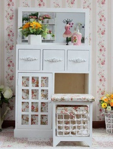 Wholesale High Quality Wood Make Up Vanity Table Set Dresser With Stool And Mirror For Living Room Furniture