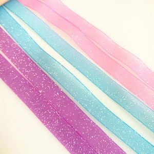 Wholesale Mixed Colors Ribbon With Glitter Christmas Gift Packing organza ribbon