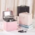 Import Wholesale new large capacity portable cosmetic case PU cosmetic desktop storage box with mirror from China