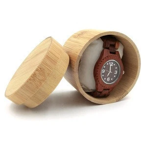 Wholesale New Round Bamboo Wooden Watch Box Cases with Logo Custom