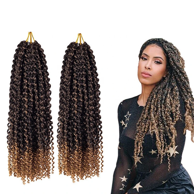 Wholesale Passion Twist Hair Freetress Water Wave Crochet Braids Spring Passion Twist Curly Crochet Hair Braiding Synthetic Hair