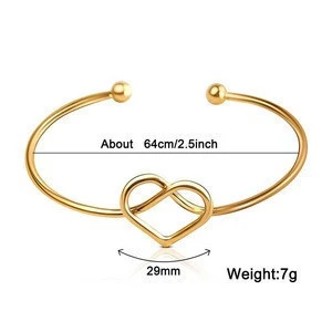 Wholesale Personalized Cute Adjustable Heart Knot Cuff Bracelet Alloy Open Bracelets Bangles for Women Jewelry