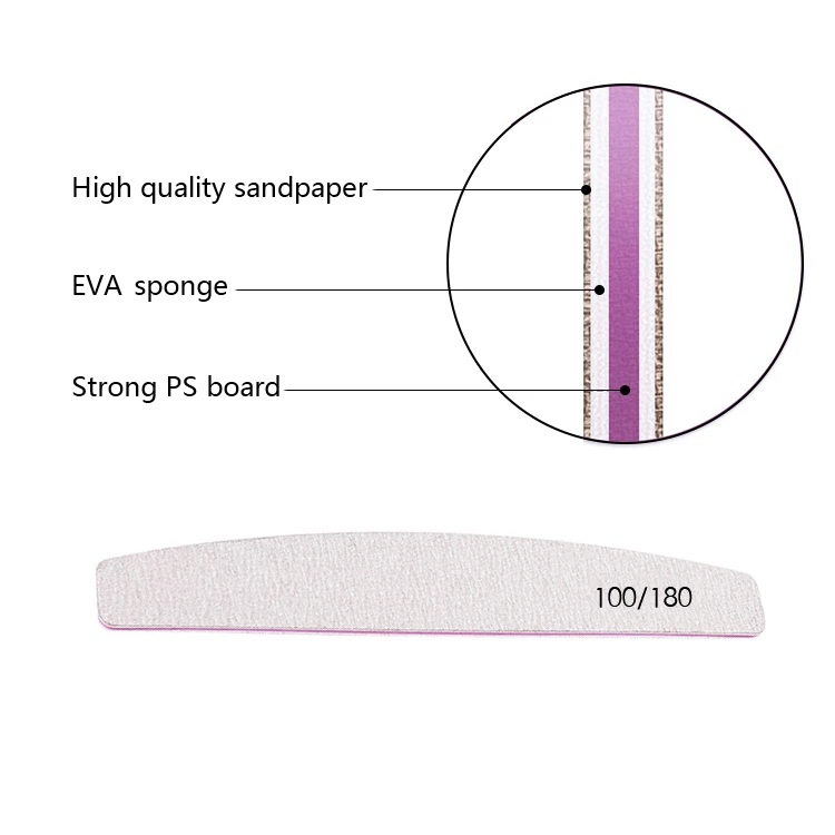 Wholesale Professional Cusotm Double-Sided Nail Files 100 180 Grit Emery Board Manicure Pedicure Art Tools Nail File With Logo