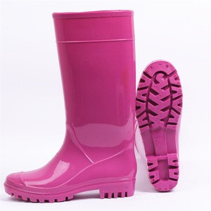 Wholesale promotion custom women rubber rain boots with handle womans high tube rainboots