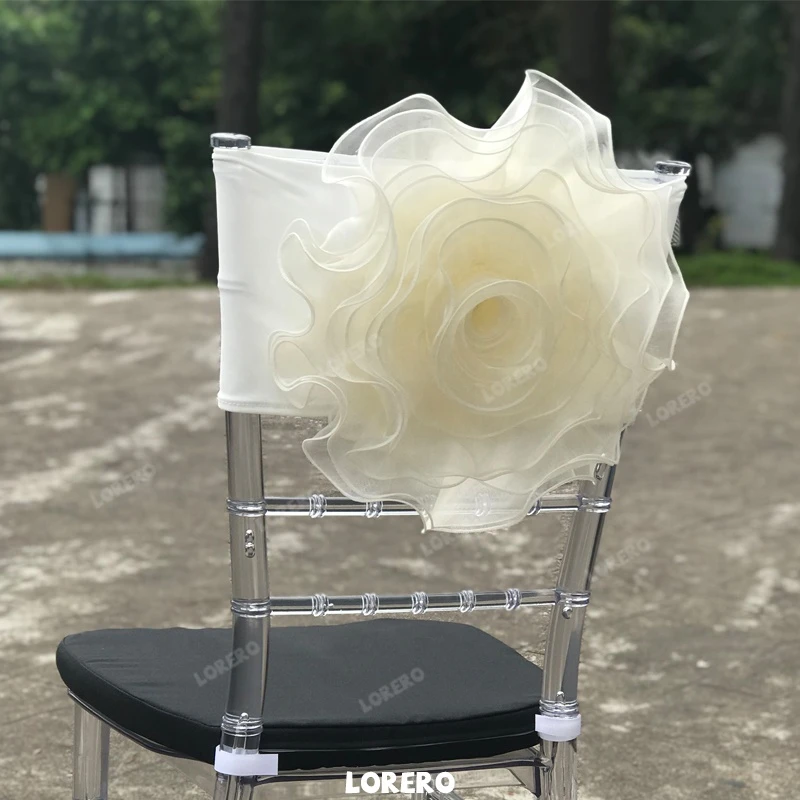 Wholesale romantic elastic chiffon chair decoration wedding tiffany chair cover chair sashes