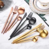 Wholesale Sus304 Luxury Golden Flatware Design Modern Individual Gold Plated Stainless Steel Cutlery Set Wedding Manufacturers