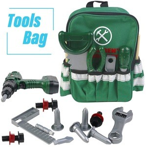 Wholesale Work Bench Role Play Pretend Toy with Children Backpack Storage Bag Drill Tool Kit Set for Kids Juguetes Educativos