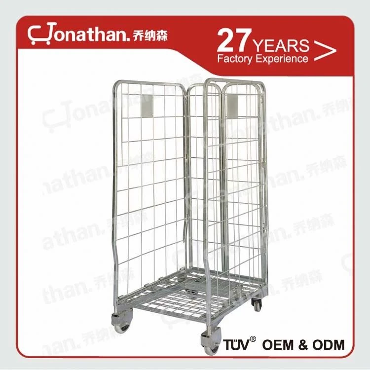 Widely used metal wire storage roll cage container trolley