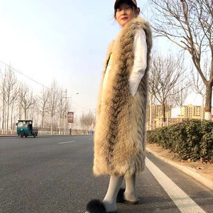 Winter Fox Fur Vest Women Elegant Grey Real Fox Fur Gilet