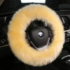 Winter warm long wool pink plush steering wheel cover girl shaggy car soft cover