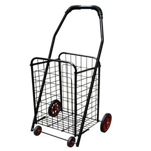 Wire Mesh Basket Trolley Shopping Cart With Two Wheels