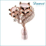 Women favorite fox animal rhinestone brooch for party invitation bulk brooch