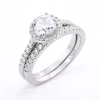 Women Finger Ring Set Sterling Silver S925 Zircon Jewellery Engagement Wedding Rings