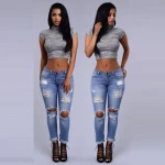 women hole  pencil new summer jeans pants trousers ladies fashion cotton jeans pent new style design clothes