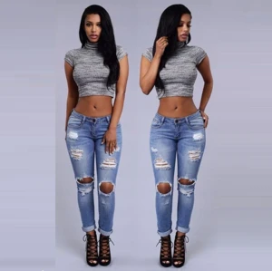 women hole sexy pencil new summer jeans pants trousers ladies fashion cotton jeans pent new style design Clothes