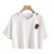 Import Women Short Sleeve Crop Top Summer Sexy Tshirt Girl Rose Embroidery Hollow Out T shirt from China