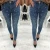Import Womens fashion Denim Pencil Pants Ladies Casual Slim Fit Rivet Pearl Jeans with zipper Long Trousers For Women from China