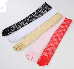 Womens Lace elbow length gloves