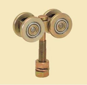 WOODEN SLIDING DOOR ACCESSORIES OF SLIDING WHEELS FOR WITH BEARING USED AT A WAREHOUSE ETC WITH OTHER RELATIVE PARTS.