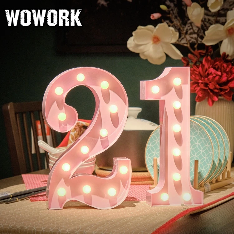 WOWORK battery operated mini Vegas marquee letter with warm white led bulbs home decoration lights