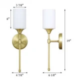 XiNBEi Lighting Bathroom Vanity Light Wall Sconce with Glass, Classic Wall Fixture Satin Brass Finish for Bathroom XB-W1216-SB