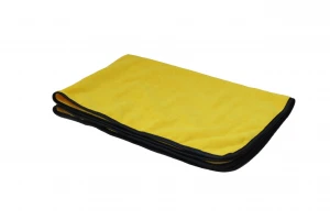 Yellow Microfiber plush terry cloth with black binding
