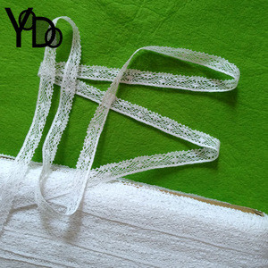 YQ-LC28 Bleach white 1.3cm wavy edged 100% cotton fine lace trim for dress/skirts