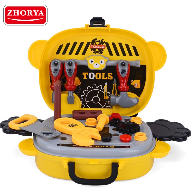 Zhorya diy plastic engineer tool play set tool kit toy for kids  with backpack suitcase