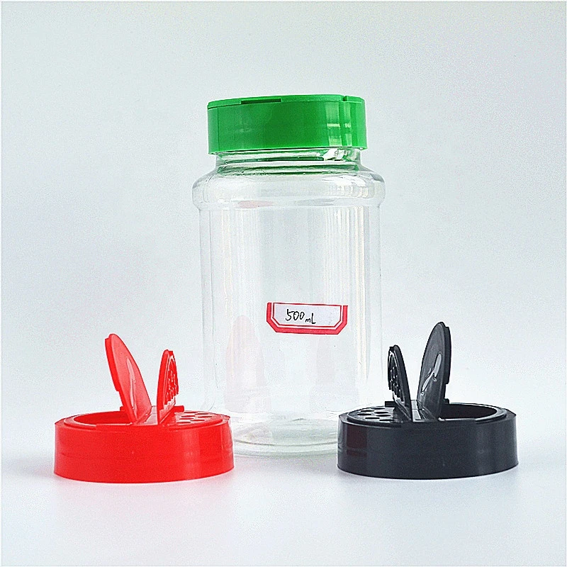 500 ml PET clear empty pet salt and pepper shaker pink spice plastic bottles seasoning packaging jar and lids