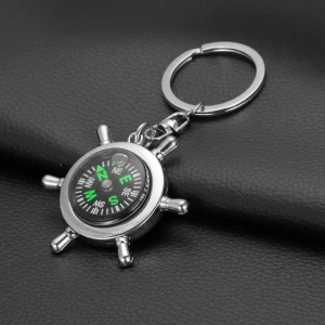 Creative sailing rudder compass key chain men's multi-functional practical goods