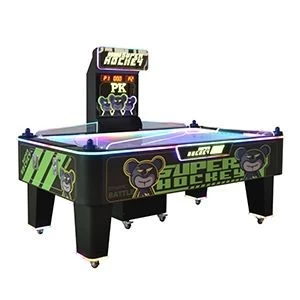 Coin operated auto puck dispensing air hockey table game machine