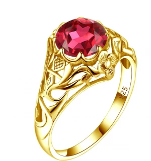 Genuine 925 Silver Rings for Women, Gemstone (Ruby)